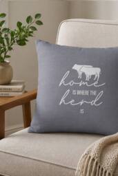 Martex Filled Cushion 100% Polyester - 45 x 45cm - Home is where the herd is in Grey - Size: 45 cm x 45 cm - thumbnail 2