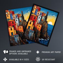 Artery8 Cinque Terre Coastal Sunrise Acrylic Painting Italy Fishing Villages Riomaggiore Manarola Corniglia Vernazza & Monterosso Extra Large XL - thumbnail 2