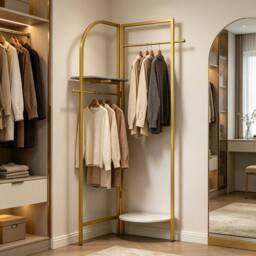 KORVIXA Freestanding Corner Clothing Racks in Gold - thumbnail 3
