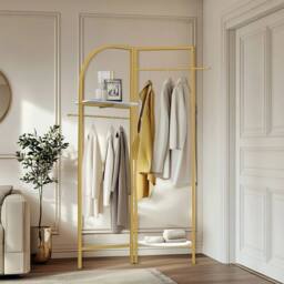 KORVIXA Freestanding Corner Clothing Racks in Gold - thumbnail 4