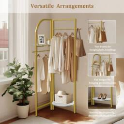 KORVIXA Freestanding Corner Clothing Racks in Gold - thumbnail 5