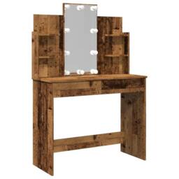Berkfield Home Dressing Table with LED Lights Old Wood 96x40x142 cm in Brown - Size: 96 x 40 x 142 cm - thumbnail 1