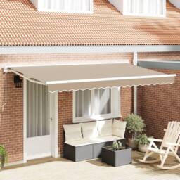 Berkfield Home Retractable Awning Manual Beige 400x200 cm Metal & Fabric - thumbnail 1