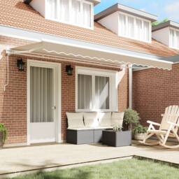Berkfield Home Retractable Awning Manual Beige 400x200 cm Metal & Fabric - thumbnail 3