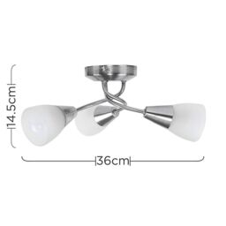 ValueLights Ricardo 3 Way Brushed Chrome Ceiling Bar Light in Metallic Silver - thumbnail 6