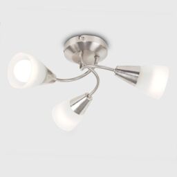 ValueLights Ricardo 3 Way Brushed Chrome Ceiling Bar Light in Metallic Silver - thumbnail 3