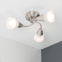 ValueLights Ricardo 3 Way Brushed Chrome Ceiling Bar Light in Metallic Silver - thumbnail 5