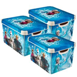 Curver Women's Frozen Themed Storage Boxes with Lids 3 x 22L
