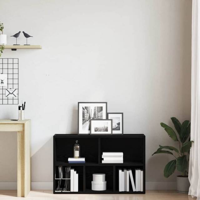 Berkfield Home Decorative Bookcase Black Oak 50x25x80 cm Engineered Wood - Size: 50 x 25 x 80 cm - image 1