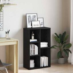 Berkfield Home Decorative Bookcase Black Oak 50x25x80 cm Engineered Wood - Size: 50 x 25 x 80 cm - thumbnail 2