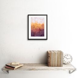 "Artery8 Wall Art Print Abstract Purple Yellow Gold Watercolour Art Framed 9x7 inch in Black - Size: W7"" x H9""" - thumbnail 2