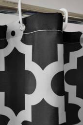 Neel Blue Trellis Black Shower Curtain, Polyester Curtain With 12 Hooks, water-resistant- 180x180cm - Size: 180 cm width x 180 cm drop - thumbnail 2
