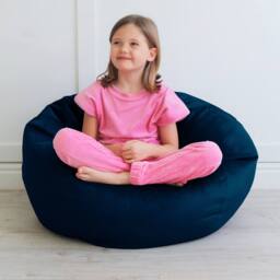 rucomfy Beanbags rucomfy Kids Indoor Classic Slouchbag - Velvet Bean Bag Chair in Dark Blue