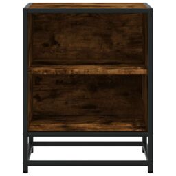 Berkfield Home Bedside Cabinet Smoked Oak 40x31x50 cm Engineered Wood & Metal in Brown - Size: 40 x 31 x 50 cm - thumbnail 5