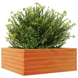 Berkfield Home Decorative Garden Planter Wax Brown 60x60x23 cm Solid Wood Pine - Size: 60 x 60 x 23 cm - thumbnail 4