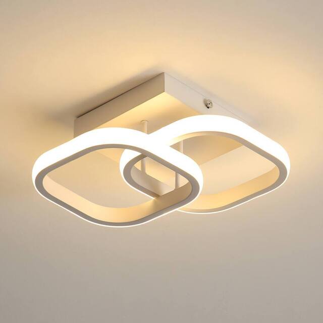 Pheashine Sleek Double Square LED Ceiling Light White 22W 19cm Warm Light - image 1