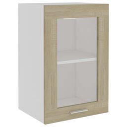 Berkfield Home Hanging Glass Cabinet Sonoma Oak 40x31x60 cm Engineered Wood in Brown - Size: 40 x 31 x 60 cm - thumbnail 2