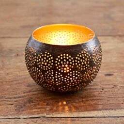Paper High Black & Gold Metal Tea Light Holder - thumbnail 2