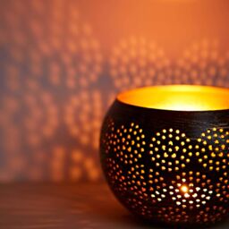 Paper High Black & Gold Metal Tea Light Holder - thumbnail 3