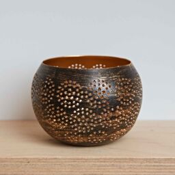 Paper High Black & Gold Metal Tea Light Holder - thumbnail 4