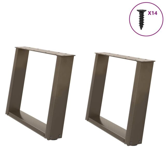 Berkfield Home Coffee Table Legs U-Shaped 2 pcs Natural Steel 60x(42-43) cm Steel in Brown - image 1