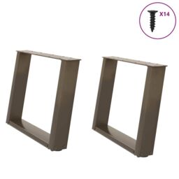 Berkfield Home Coffee Table Legs U-Shaped 2 pcs Natural Steel 60x(42-43) cm Steel in Brown - thumbnail 1