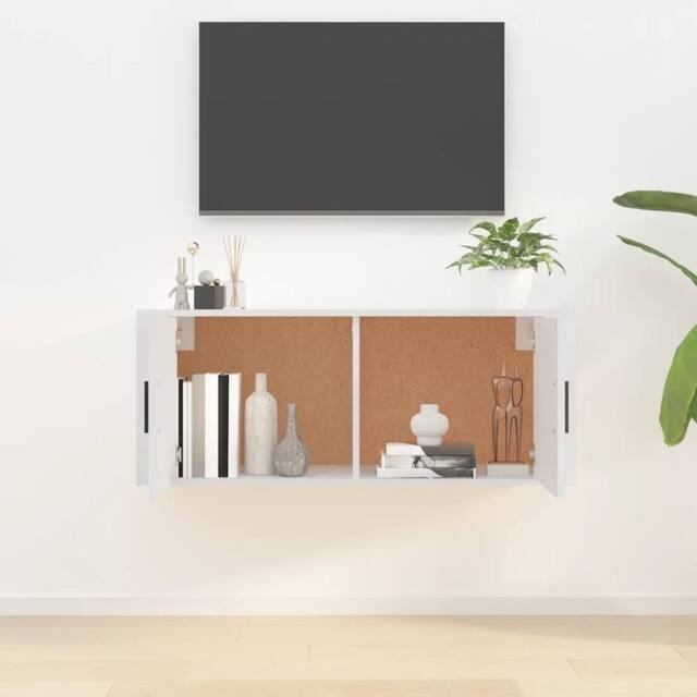 Berkfield Home Wall Mounted TV Cabinet White 100x34.5x40 cm - image 1