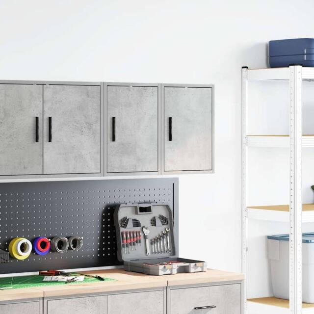 Berkfield Home Durable Garage Wall Cabinets 2 pcs Concrete Grey Engineered Wood - image 1