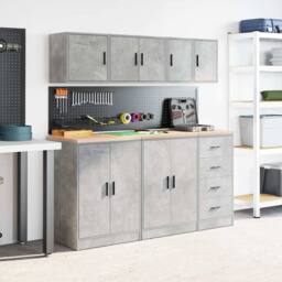 Berkfield Home Durable Garage Wall Cabinets 2 pcs Concrete Grey Engineered Wood - thumbnail 4