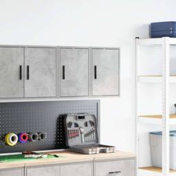 Berkfield Home Durable Garage Wall Cabinets 2 pcs Concrete Grey Engineered Wood - thumbnail 1