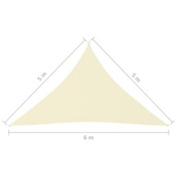 Berkfield Home Sunshade Sail Oxford Fabric Triangular 5x5x6 m Cream in Beige - thumbnail 6