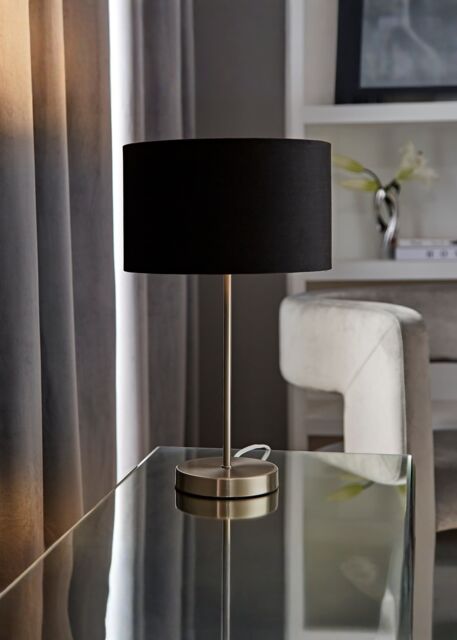 ValueLights Charlie Chrome Stem Table Lamp Light with Velvet Shade in Black - Size: 10 inches - image 1