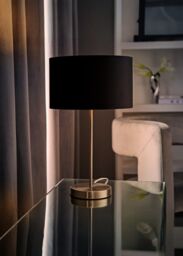 ValueLights Charlie Chrome Stem Table Lamp Light with Velvet Shade in Black - Size: 10 inches - thumbnail 2