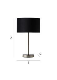 ValueLights Charlie Chrome Stem Table Lamp Light with Velvet Shade in Black - Size: 10 inches - thumbnail 9