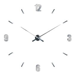 Orsina Mirrored Wall Clock, Black DIY Wall Clock With Sleek Numbers, Mirror Finish Modern Clock For Wall Display in Silver
