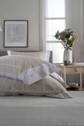 The Lyndon Company Next Level 100% Duvet Cover Set with Cuff Detailing in Beige - Size: King - thumbnail 3