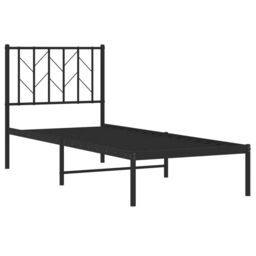 Berkfield Home Metal Bed Frame without Mattress with Headboard Black 75x190cm - Size: 75x190 cm - thumbnail 4