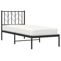 Berkfield Home Metal Bed Frame without Mattress with Headboard Black 75x190cm - Size: 75x190 cm - thumbnail 3