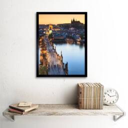 "Artery8 Vltava River Charles Bridge Prague Czech Republic Cityscape Framed Art - Size: W12"" x H16""" - thumbnail 2
