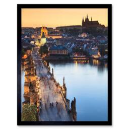 "Artery8 Vltava River Charles Bridge Prague Czech Republic Cityscape Framed Art - Size: W12"" x H16""" - thumbnail 1