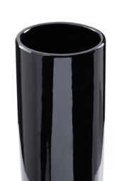 Orsina Black & Silver Small Pedestal Vase, Glossy Stoneware Vase With Metallic Silver Base, Decorative Vase - thumbnail 3