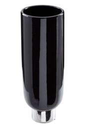 Orsina Black & Silver Small Pedestal Vase, Glossy Stoneware Vase With Metallic Silver Base, Decorative Vase - thumbnail 2