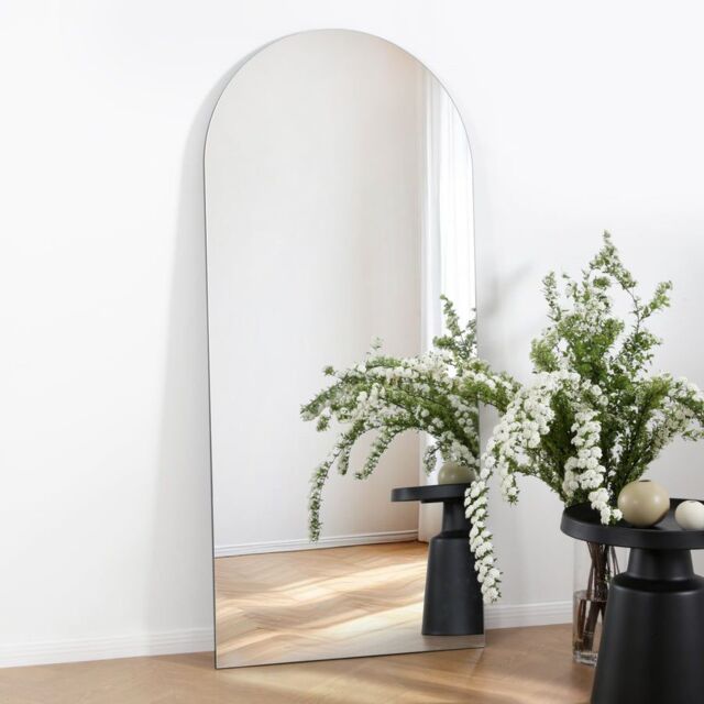 Home Garden Direct Albano Large Frameless Arched Full Length Mirror 179x80cm in Clear - Size: 179x80 cm - image 1