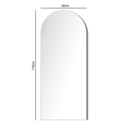 Home Garden Direct Albano Large Frameless Arched Full Length Mirror 179x80cm in Clear - Size: 179x80 cm - thumbnail 5