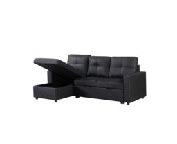 SquareBoxx Bayside 3 Seater Pull-Out Sofa Bed in Black - thumbnail 3