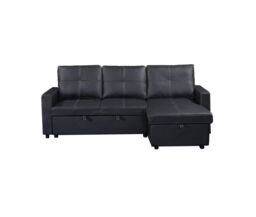 SquareBoxx Bayside 3 Seater Pull-Out Sofa Bed in Black - thumbnail 5