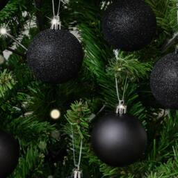 Melody Maison Set Of 10 Mixed Glitter Black Baubles - 6cm - thumbnail 3