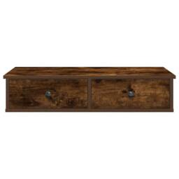 Berkfield Home Decorative Wall Shelf with Drawers Smoked Oak 80x31x17 cm Enginee in Brown - Size: 80 x 31 x 17 cm - thumbnail 4