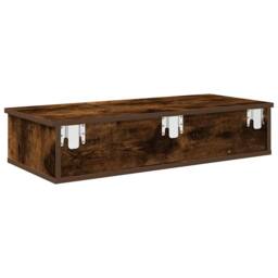 Berkfield Home Decorative Wall Shelf with Drawers Smoked Oak 80x31x17 cm Enginee in Brown - Size: 80 x 31 x 17 cm - thumbnail 6