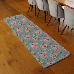 Benjamin Tate Design Pink Flowers Runner Rug in Natural - Size: 67 cm x 230 cm - thumbnail 2